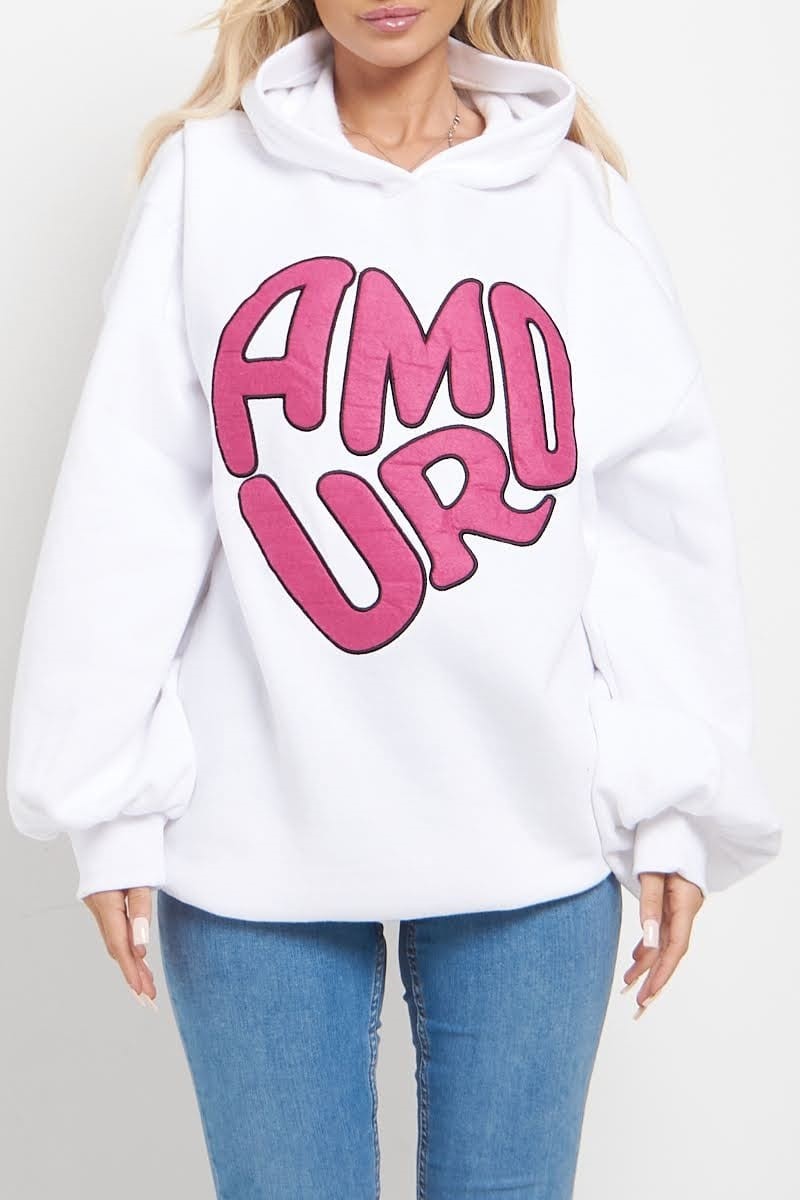 white ruched sleeve hoodie