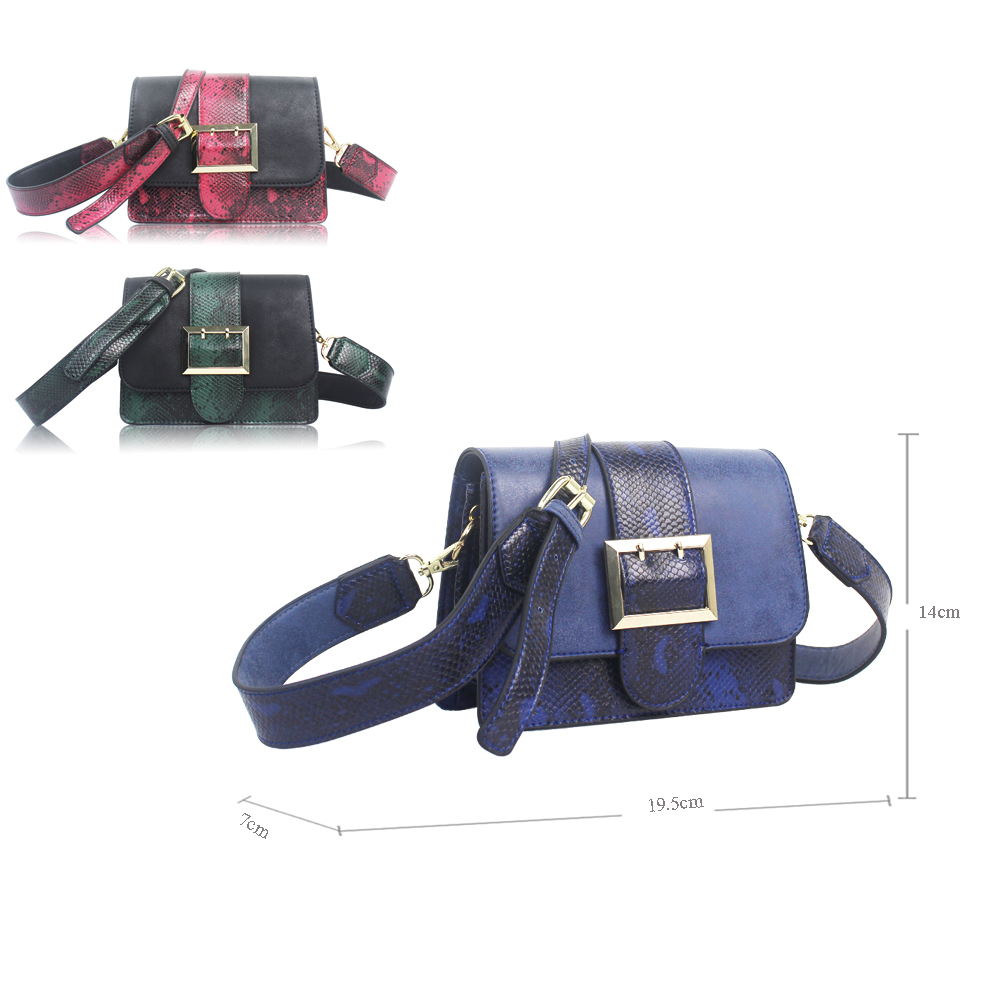 Leah Snake Buckle Trim Mini Bag Blue Go Wholesale