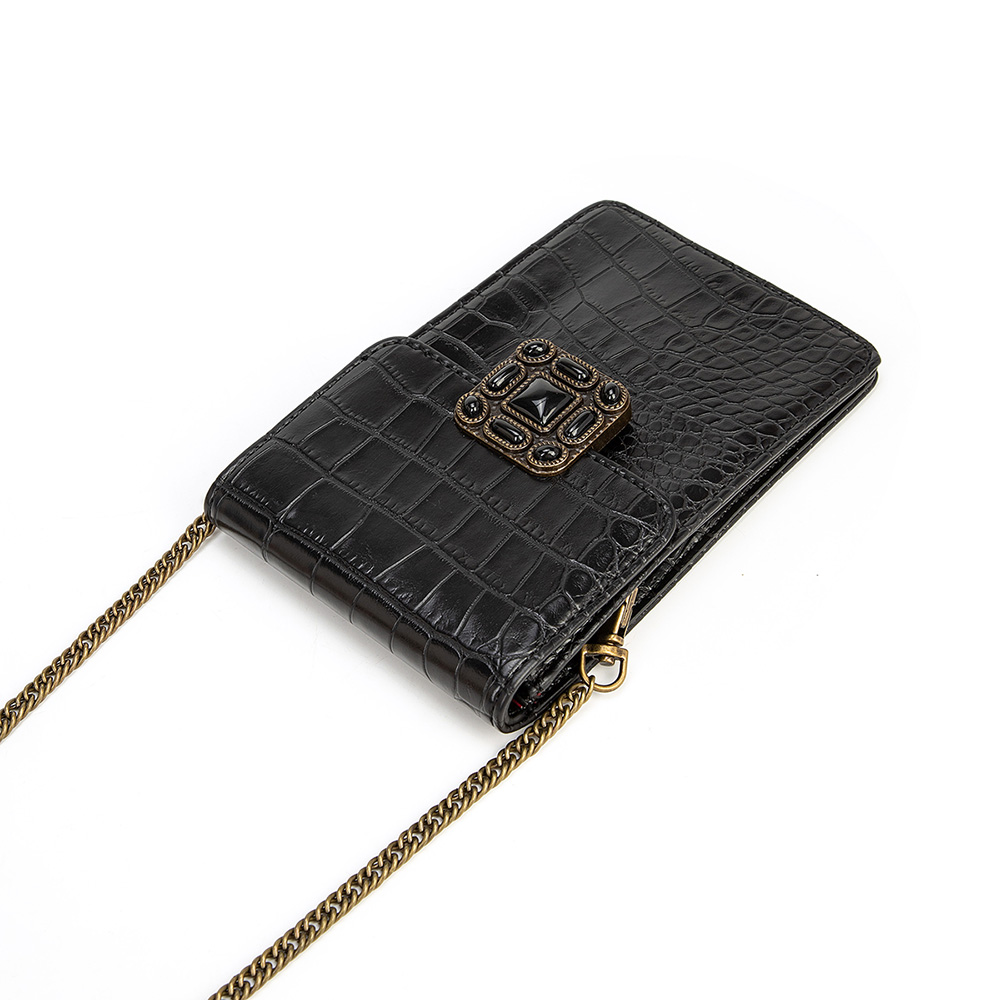 Fenne Channing Faux Croc Crossbody Bag Black Go Wholesale