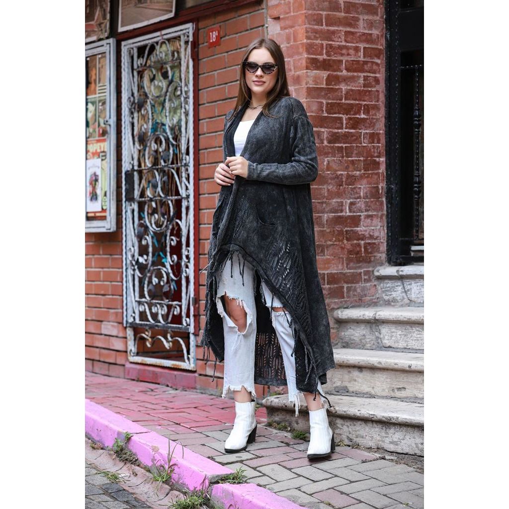 Long Tassel Cardigan Women s 100 Cotton Go Wholesale