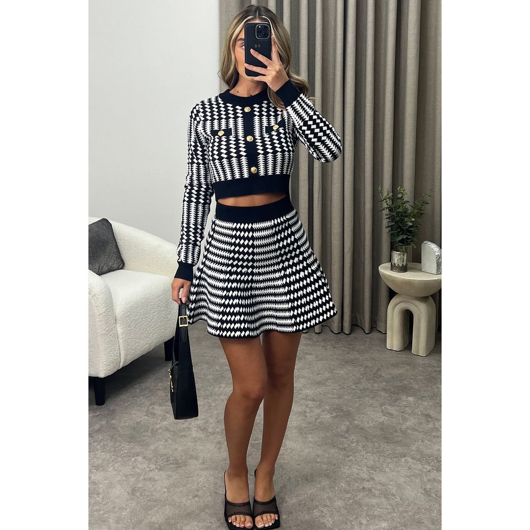 Houndstooth top skirt set