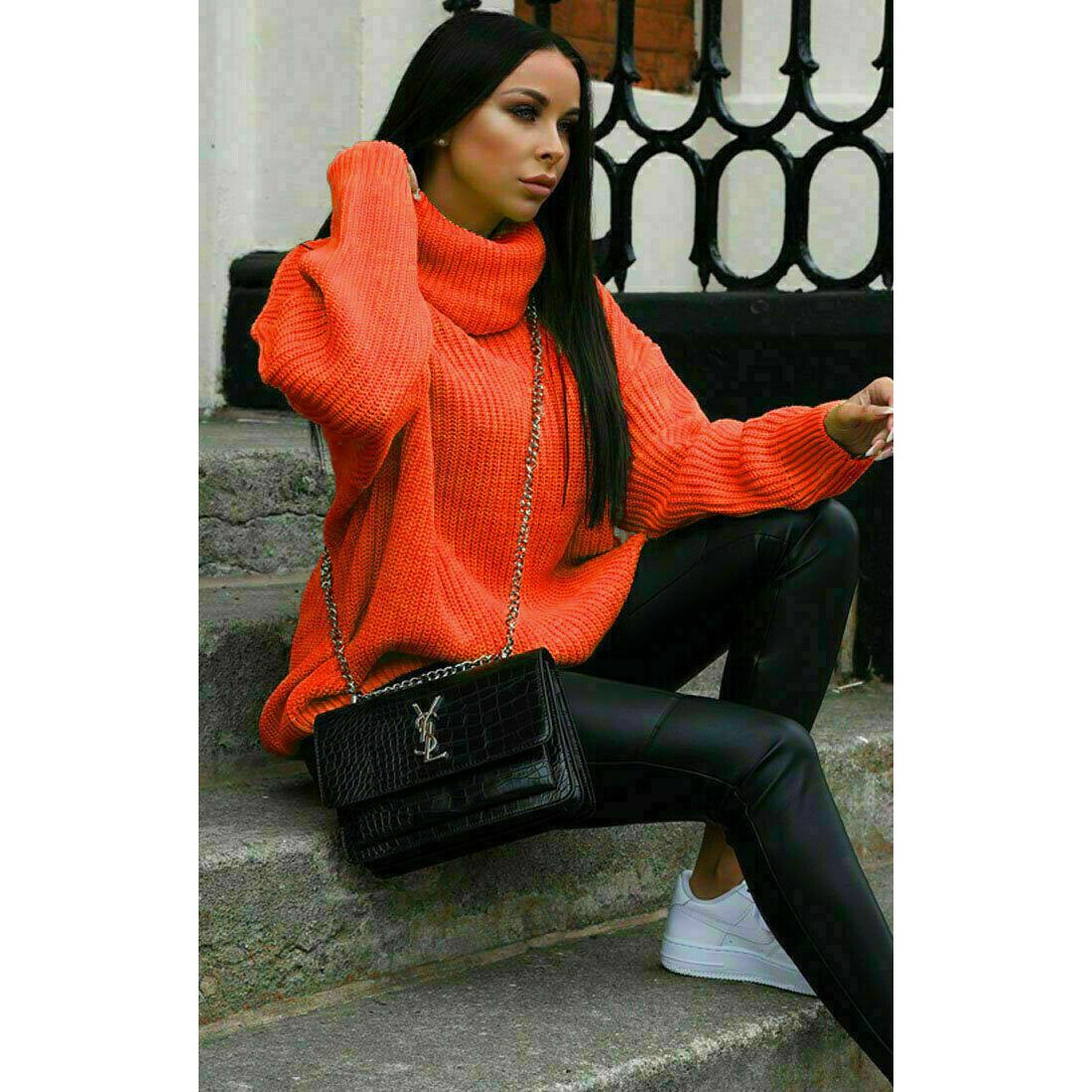 Neon orange oversized jumper deals