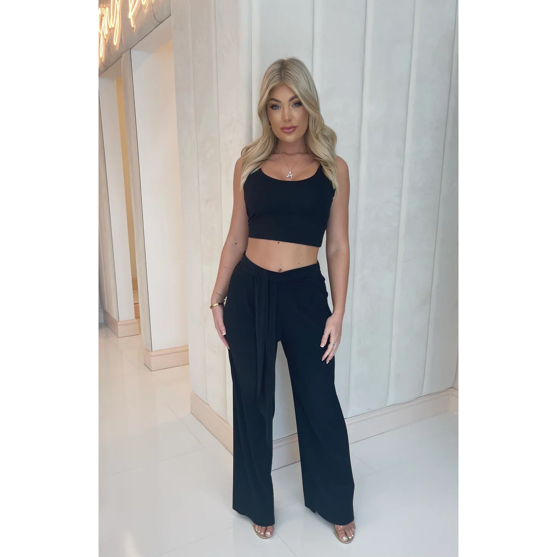 Tie Waist Pleated Trousers Go Wholesale