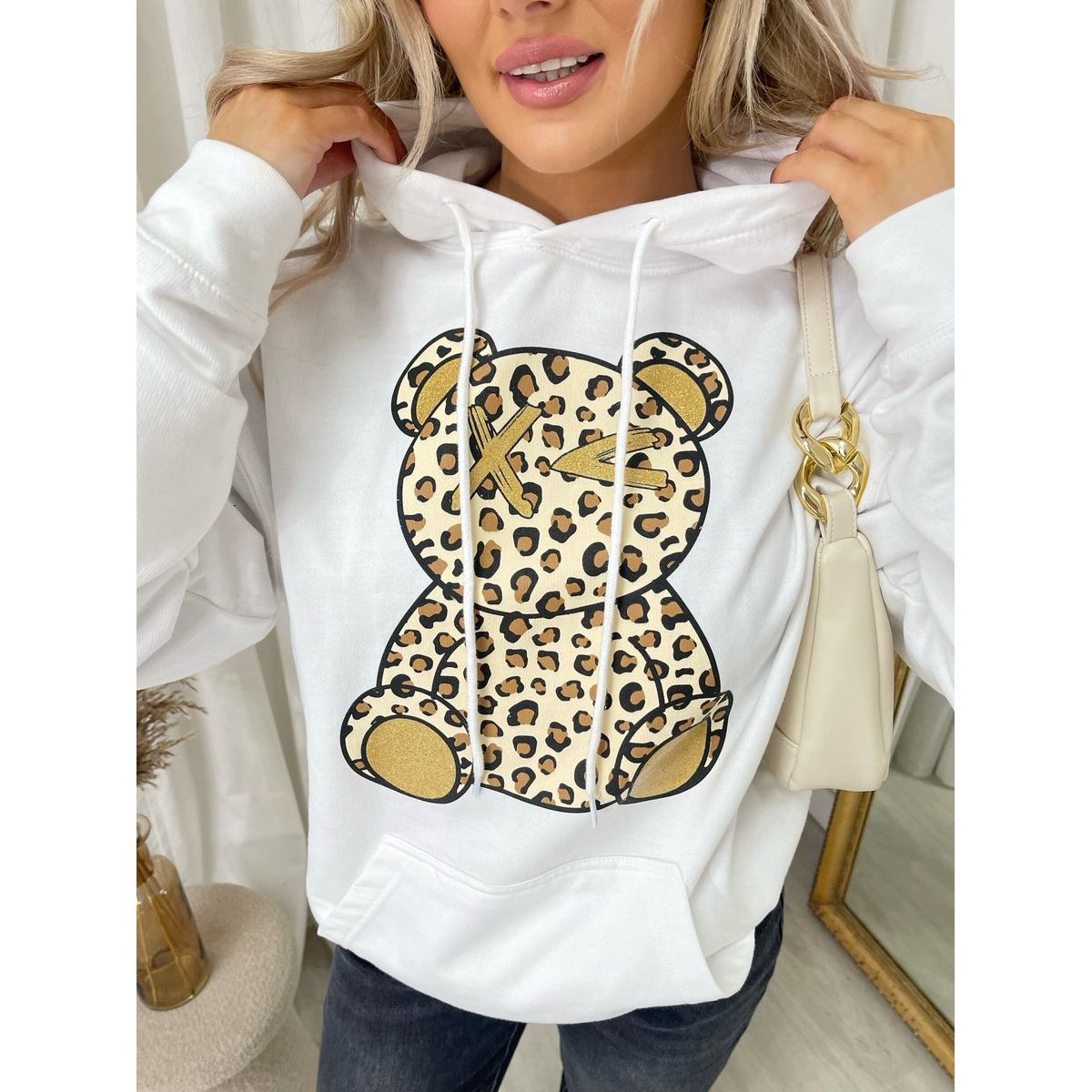 Print logo graphic hoodie top