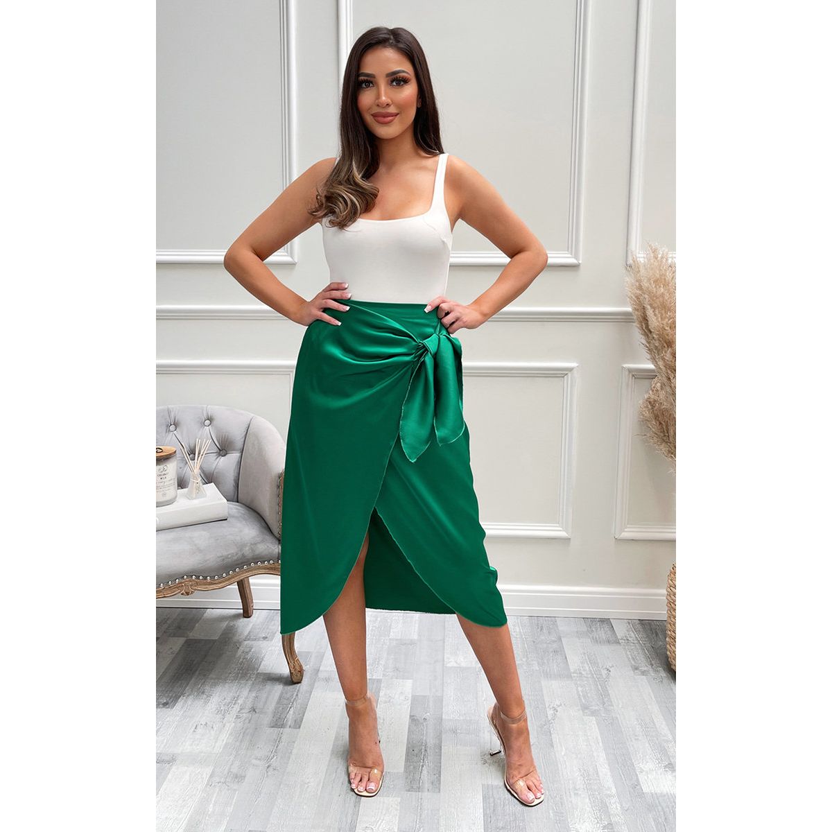 Wrap midi skirt uk top