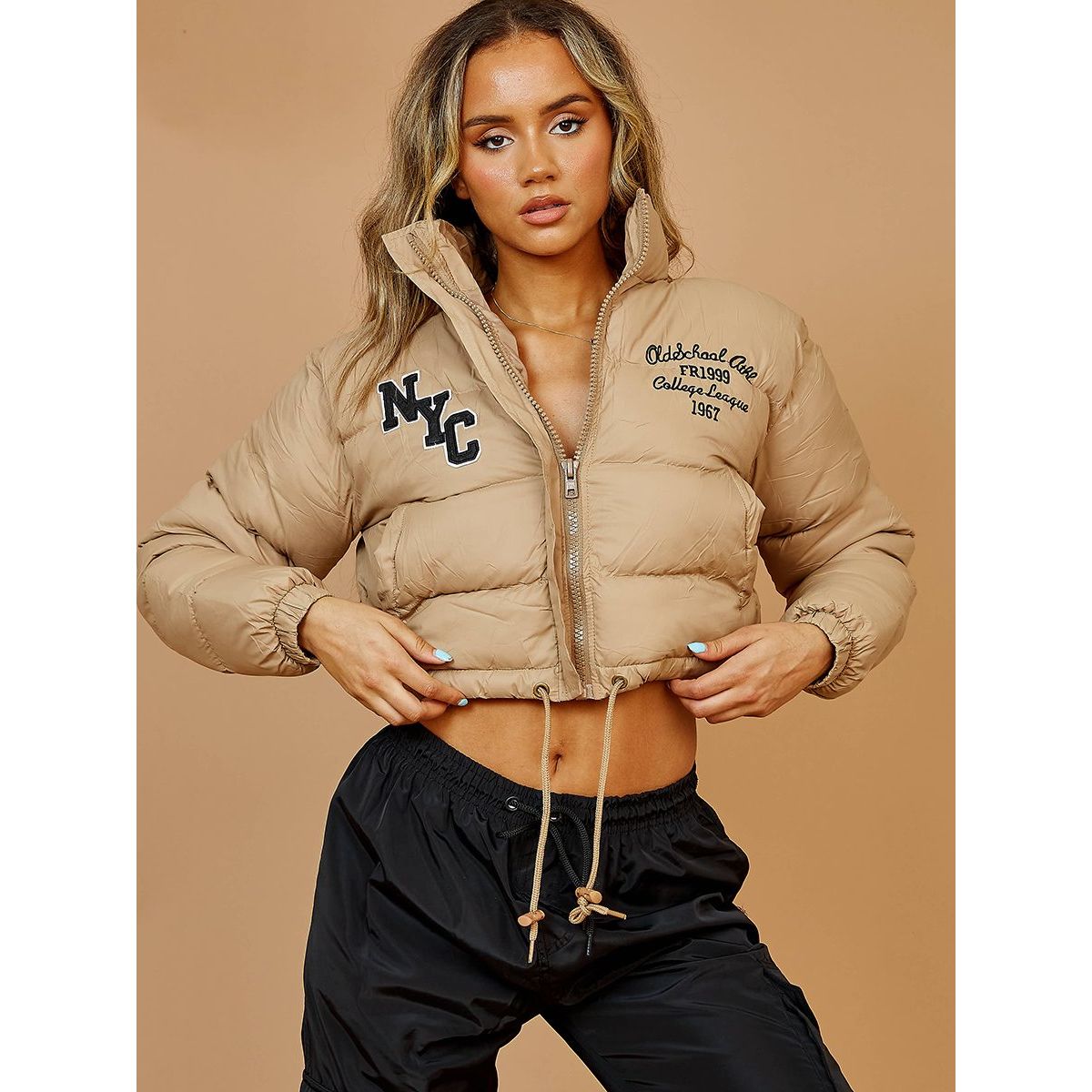 Cropped puffer jacket orange best sale