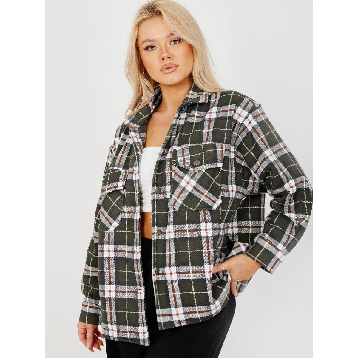 Classic Thick Colour Block Checked Shirt Jacket Shacket Go Wholesale