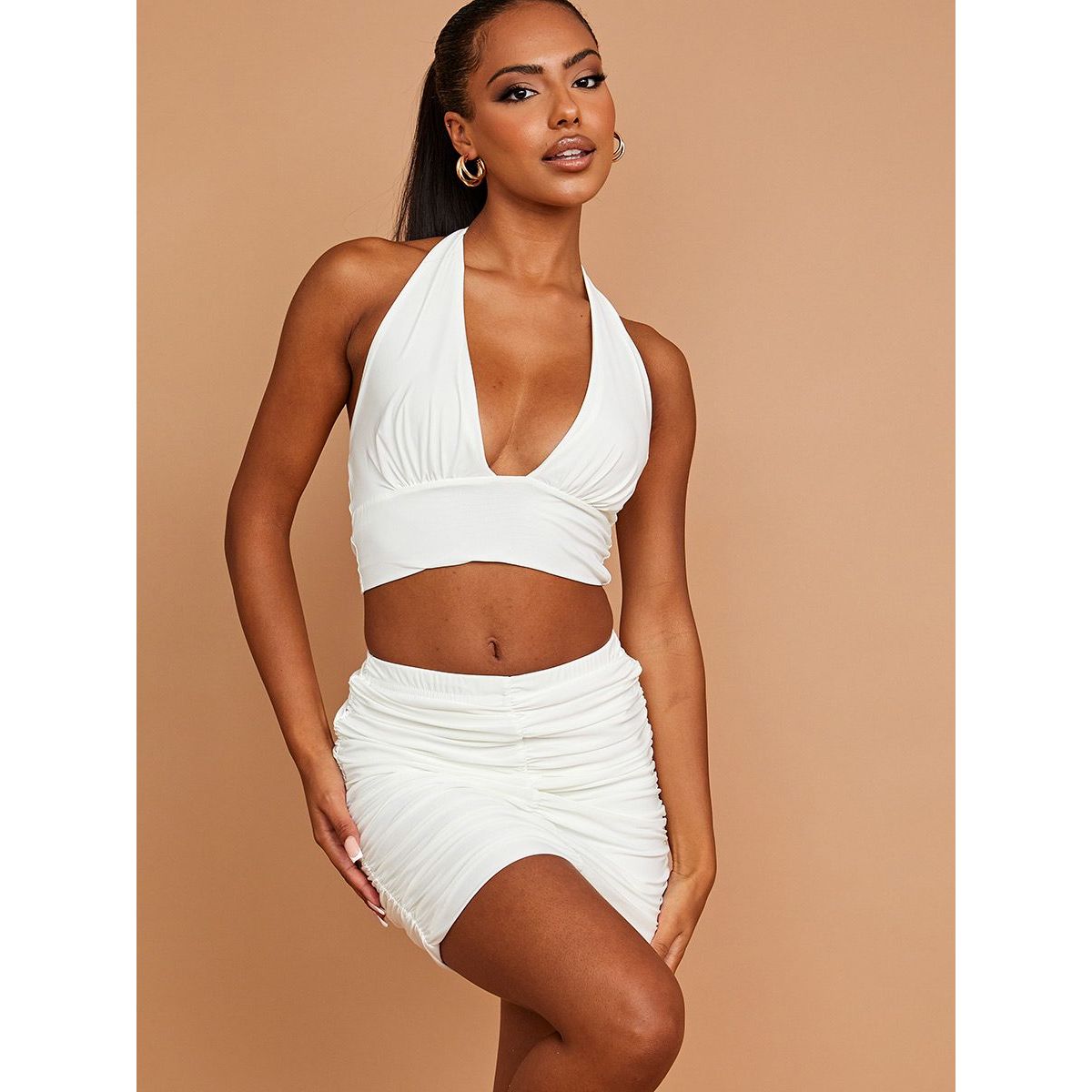 Ruched skirt and top co ord cheap