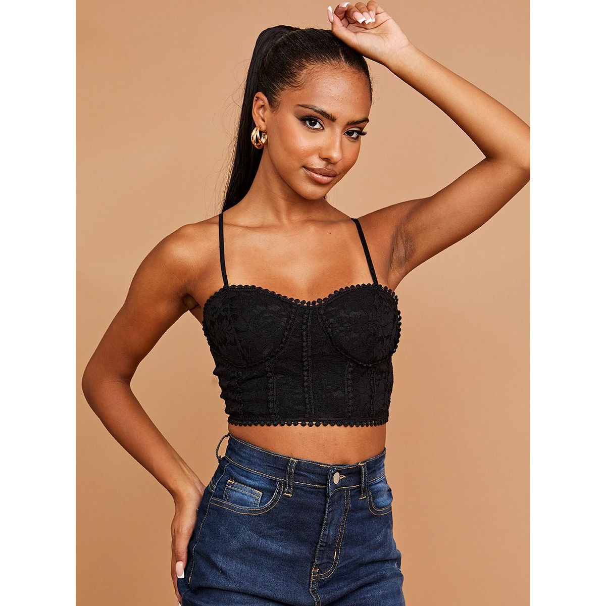 Padded Bust Lace Crop Top Go Wholesale