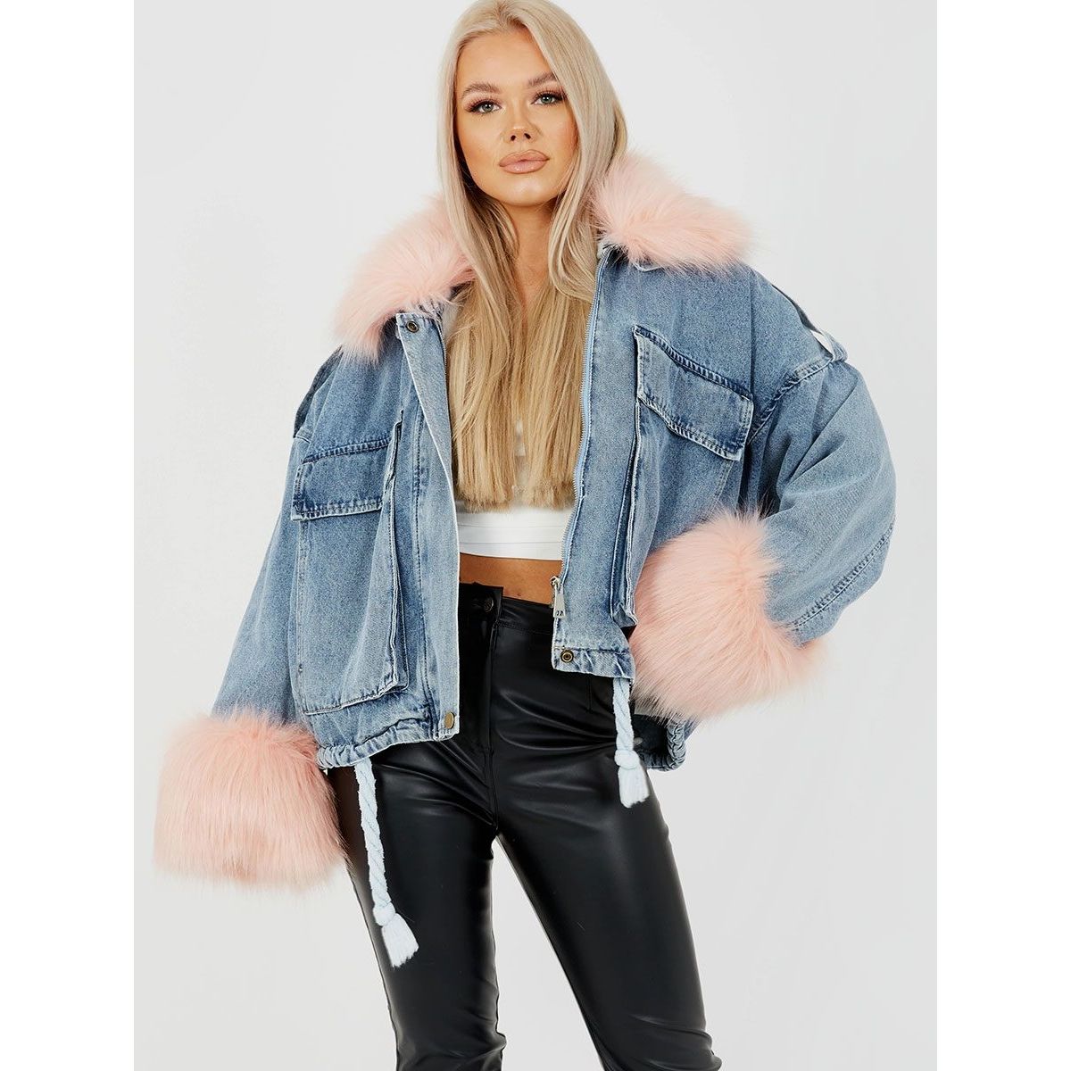Oversized Faux Fur Lined Denim Jacket Go Wholesale