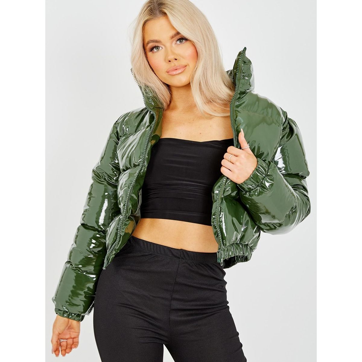 Cropped pvc jacket top