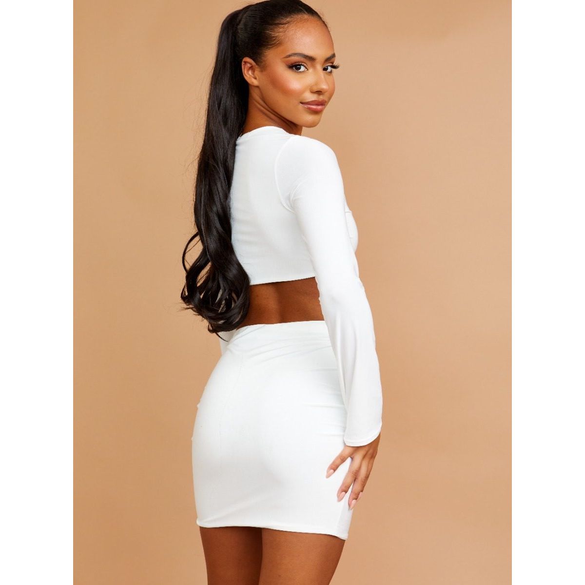 White pencil skirt co ord 2025