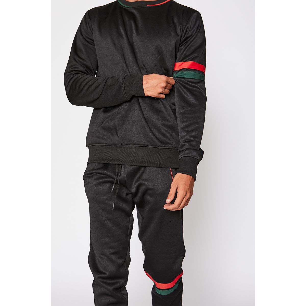 Tracksuit black with green stripes sale