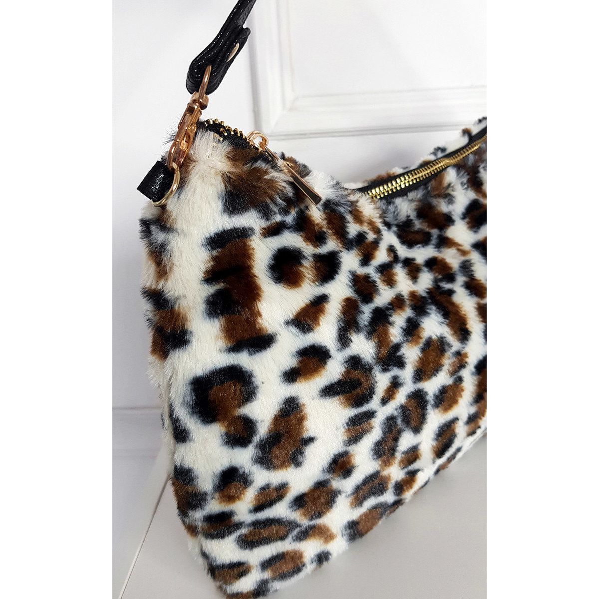 Fur Leopard Print Shoulder Bag Go Wholesale