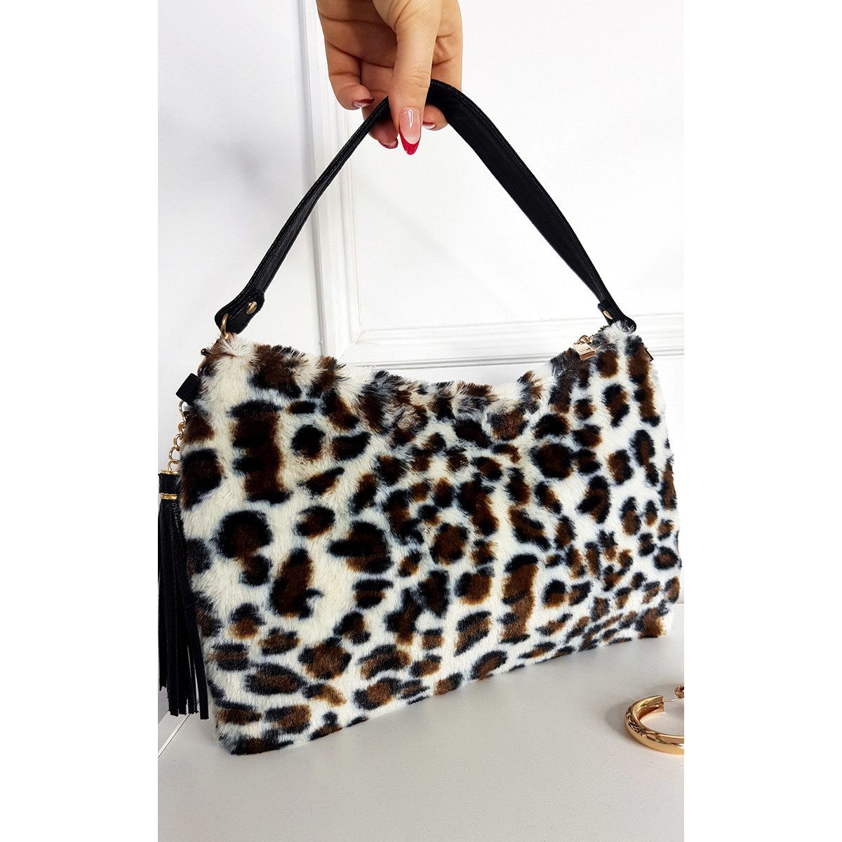 Fur Leopard Print Shoulder Bag Go Wholesale