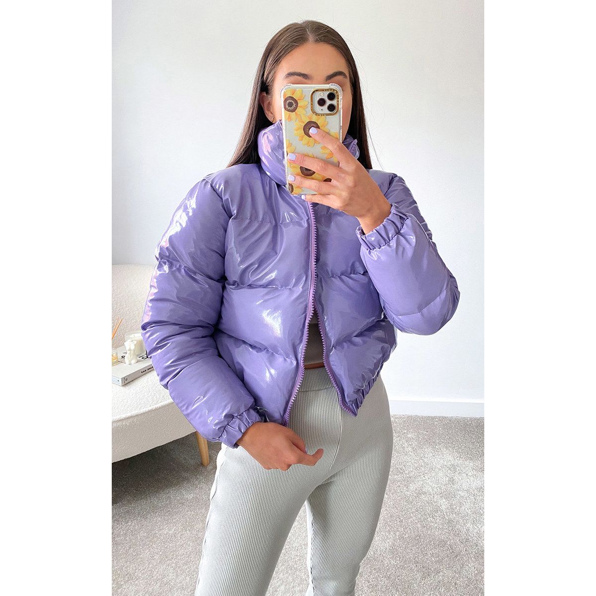 Light purple puffer jacket discount