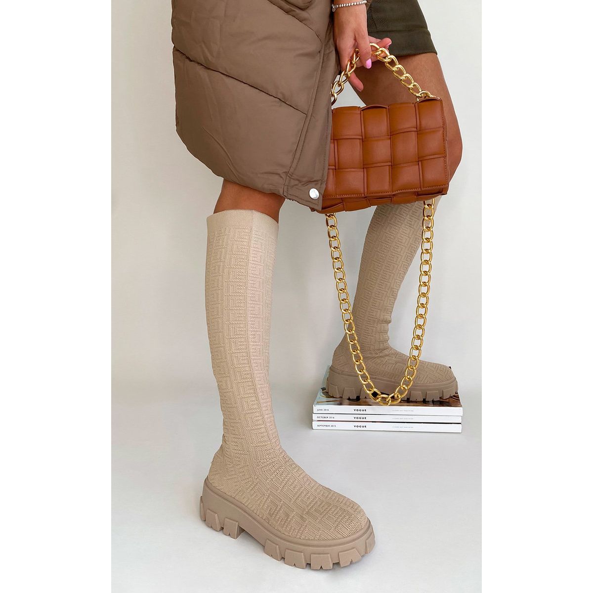 High Chunky Sock Boots Go Wholesale