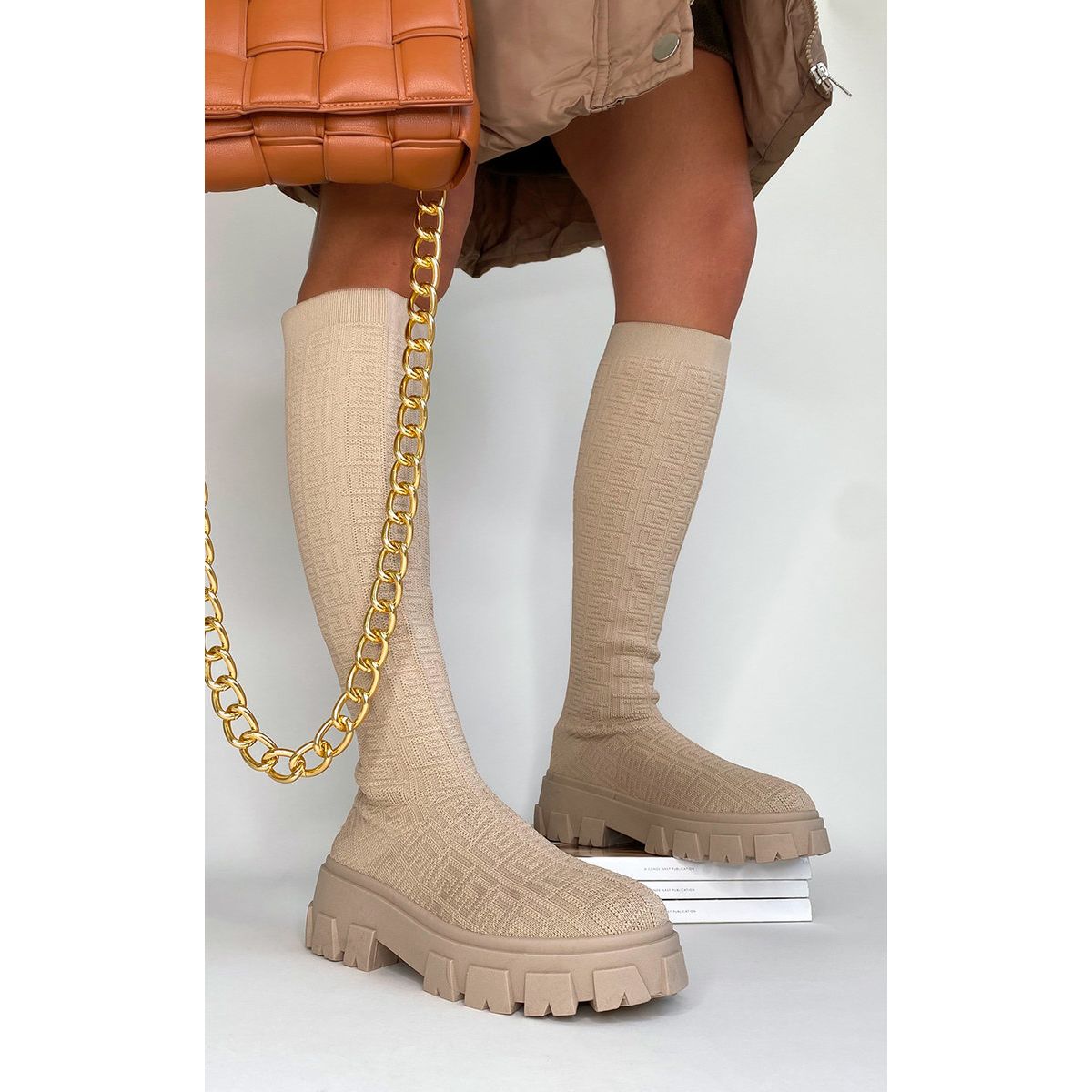 High Chunky Sock Boots Go Wholesale