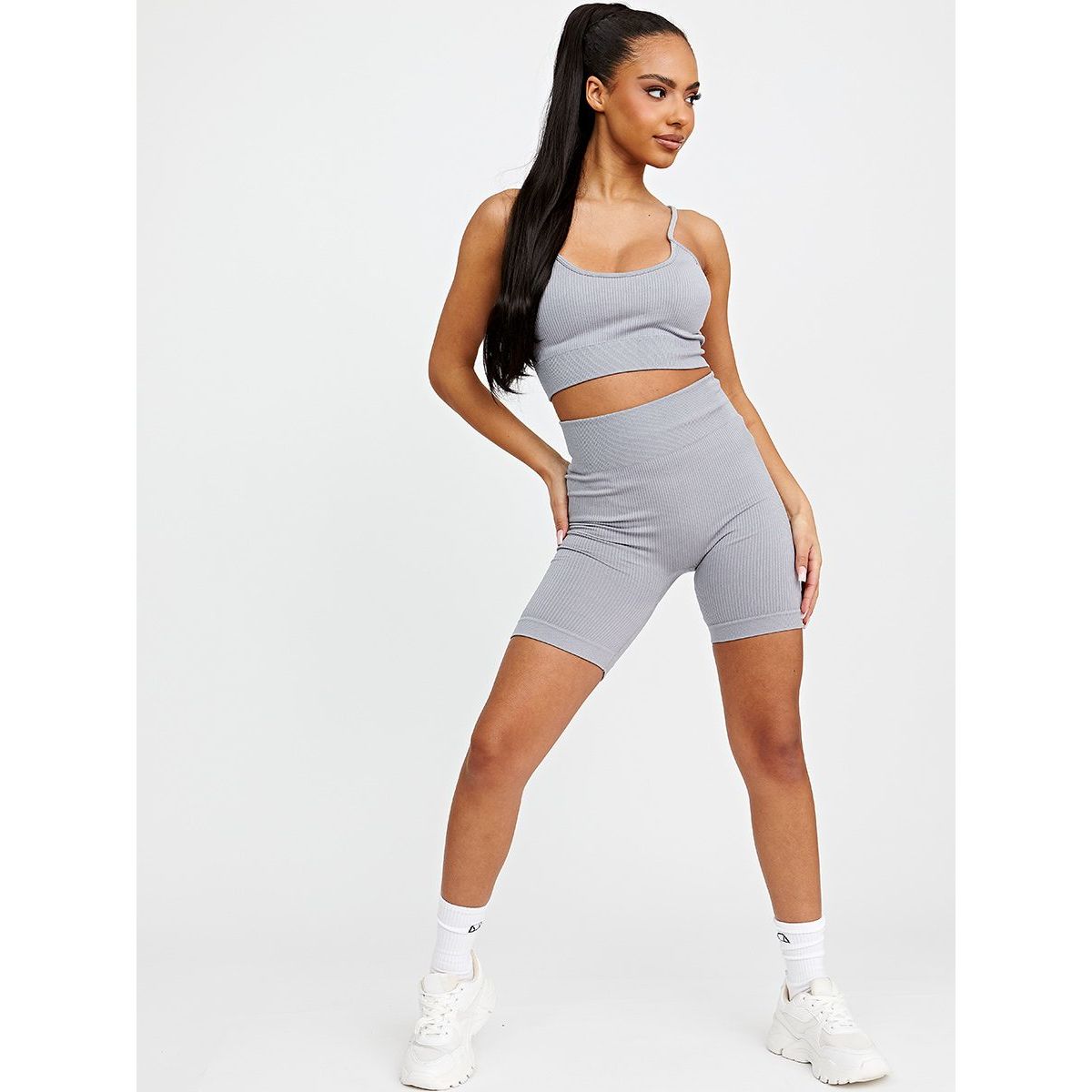 Ribbed Padded Bralet Cycling Shorts Co ord Go Wholesale