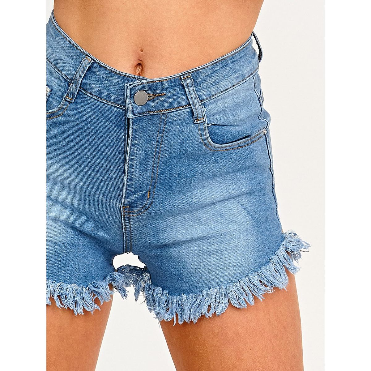 High waisted frayed shorts 2025