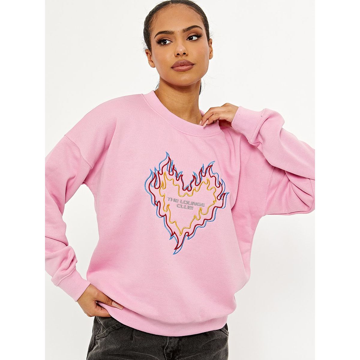 The Lounge Club Embroidered Oversized Sweatshirt Jumper Go Wholesale