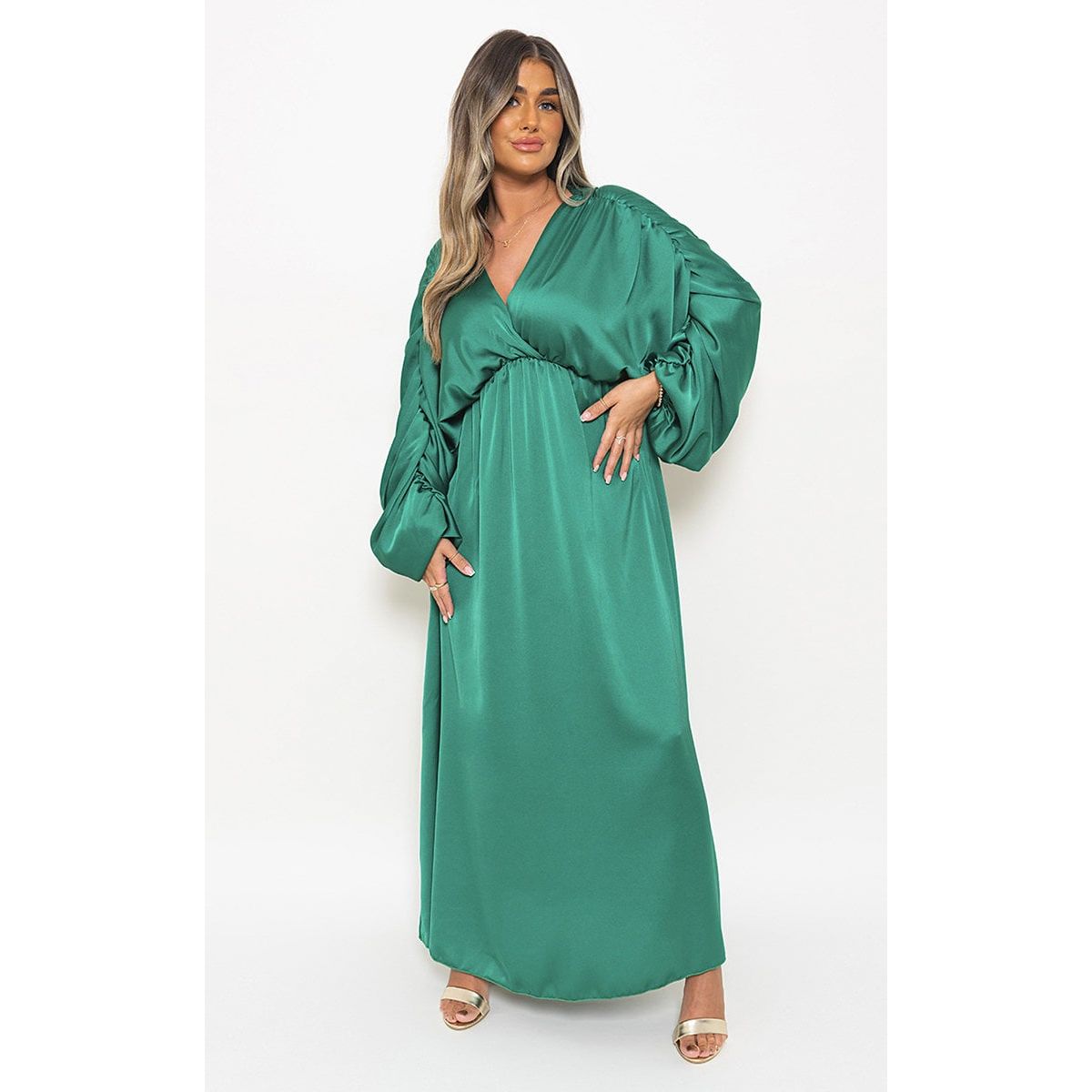 Sleeve Satin Maxi Dress Go Wholesale