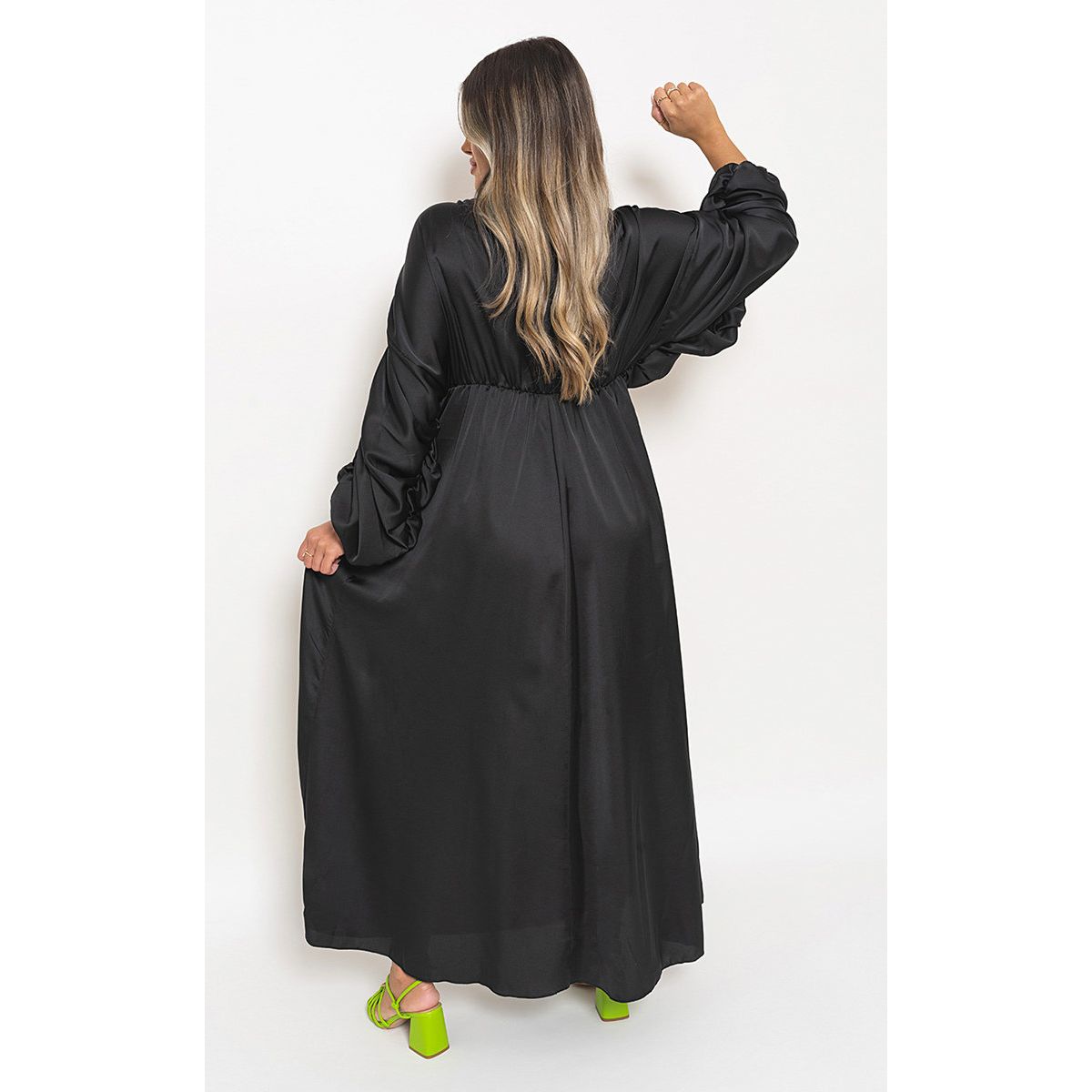 Sleeve Satin Maxi Dress Go Wholesale