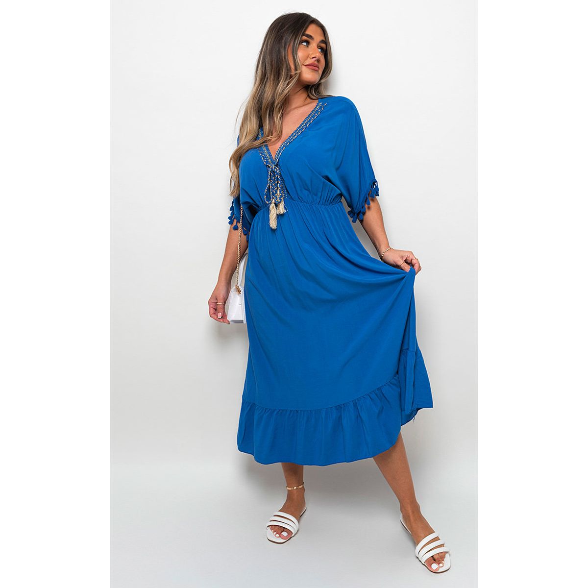 Rope Tassel Detail Maxi Dress Go Wholesale