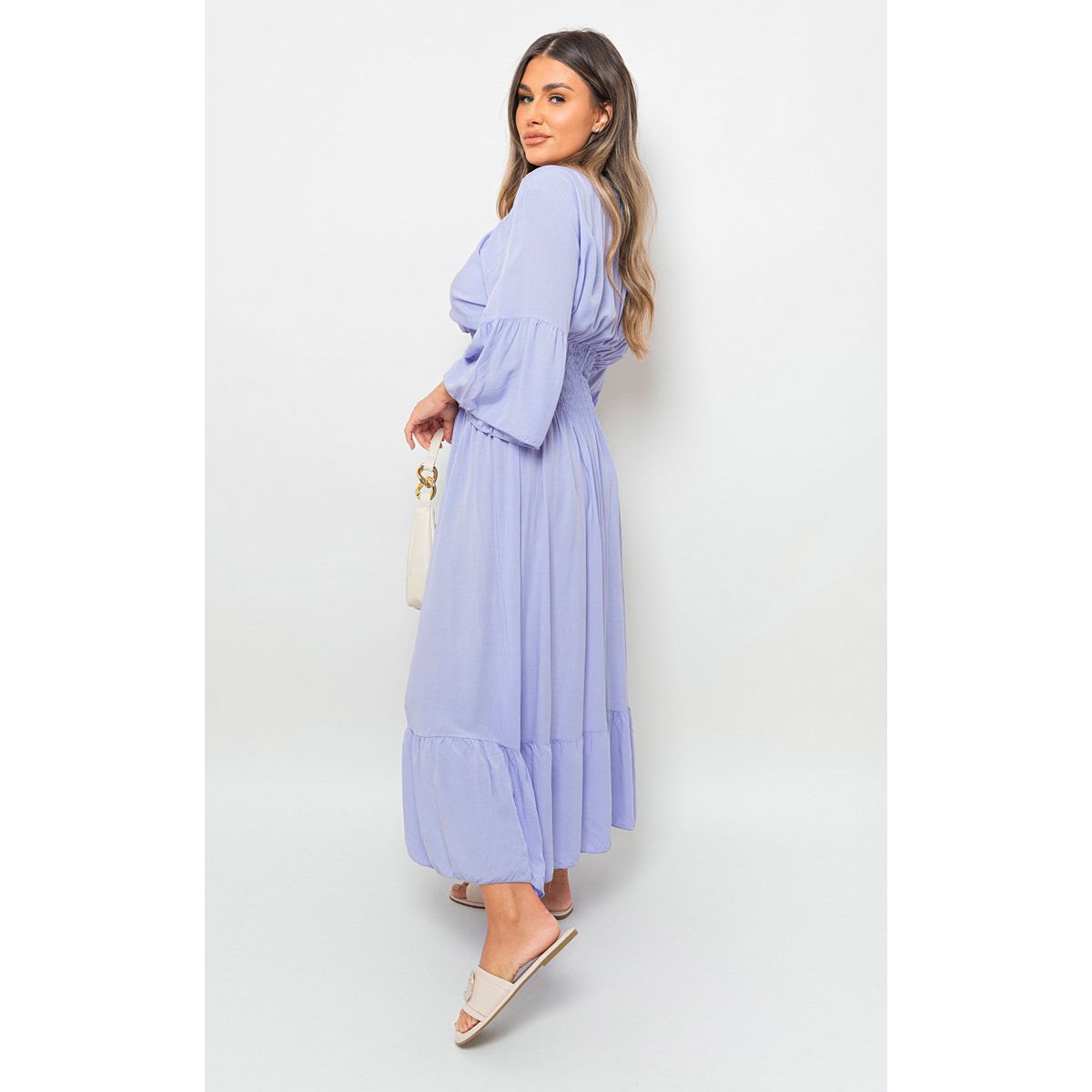 Sleeve V Neck Maxi Dress Go Wholesale