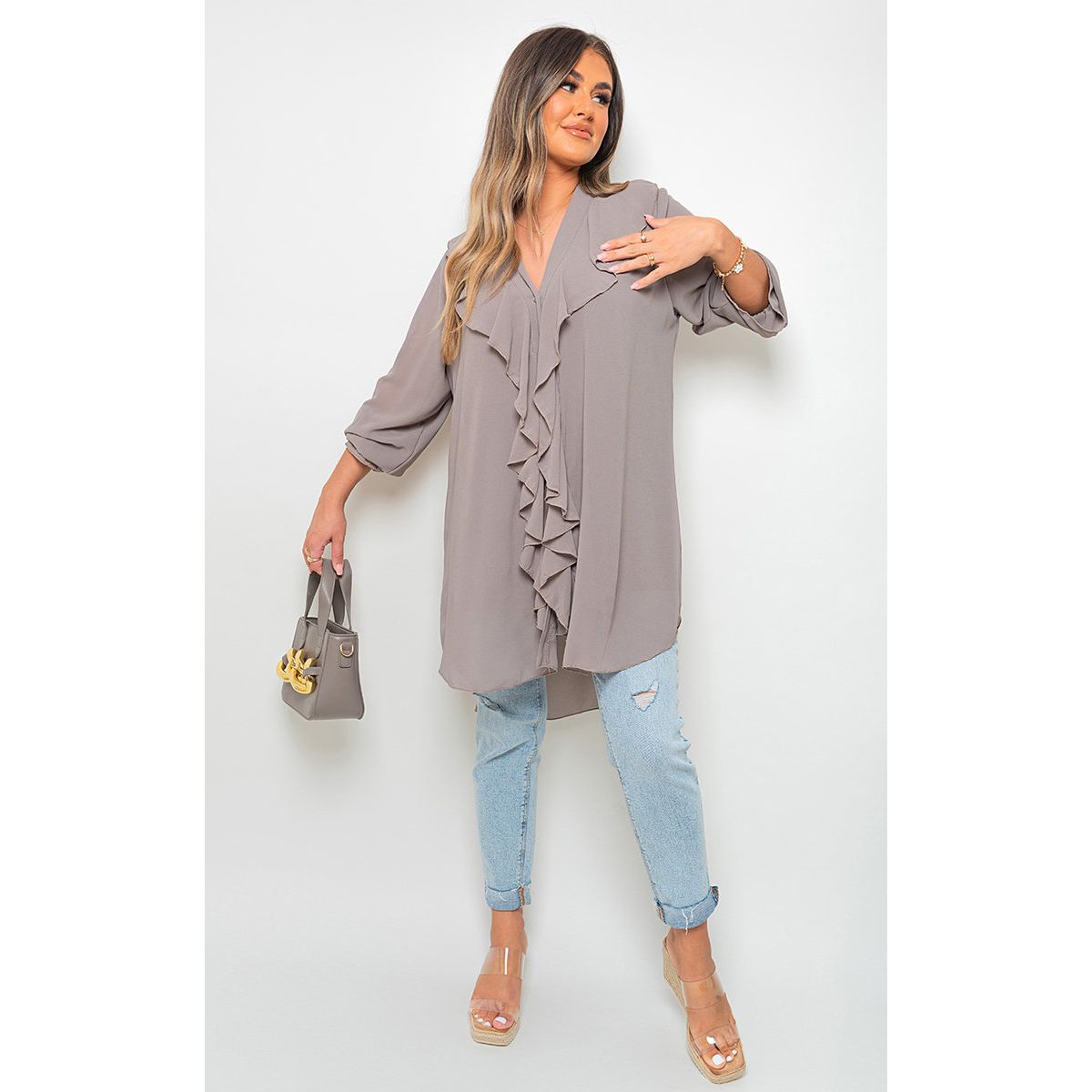Oversized ruffle top store