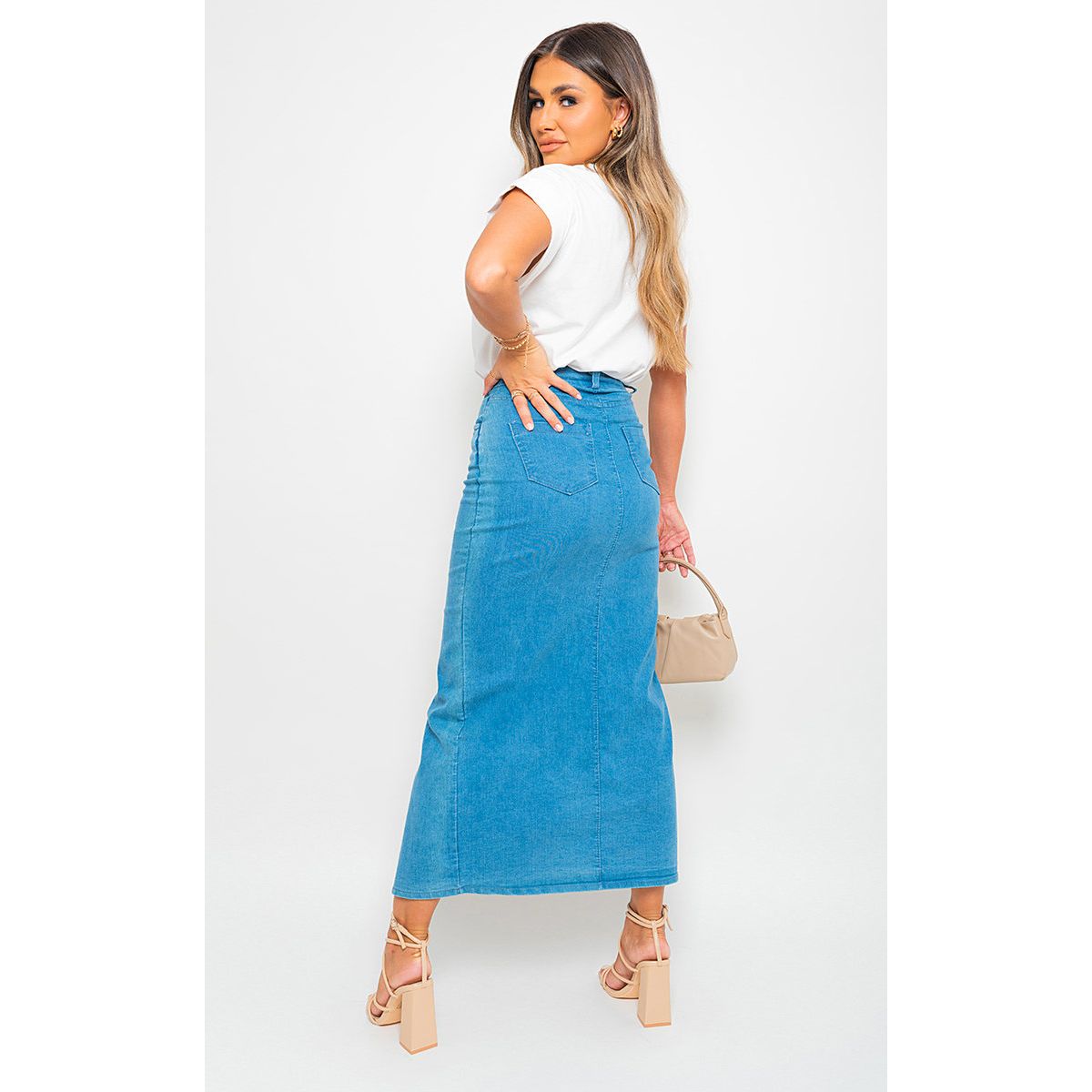 High waisted maxi skirt in bulk online