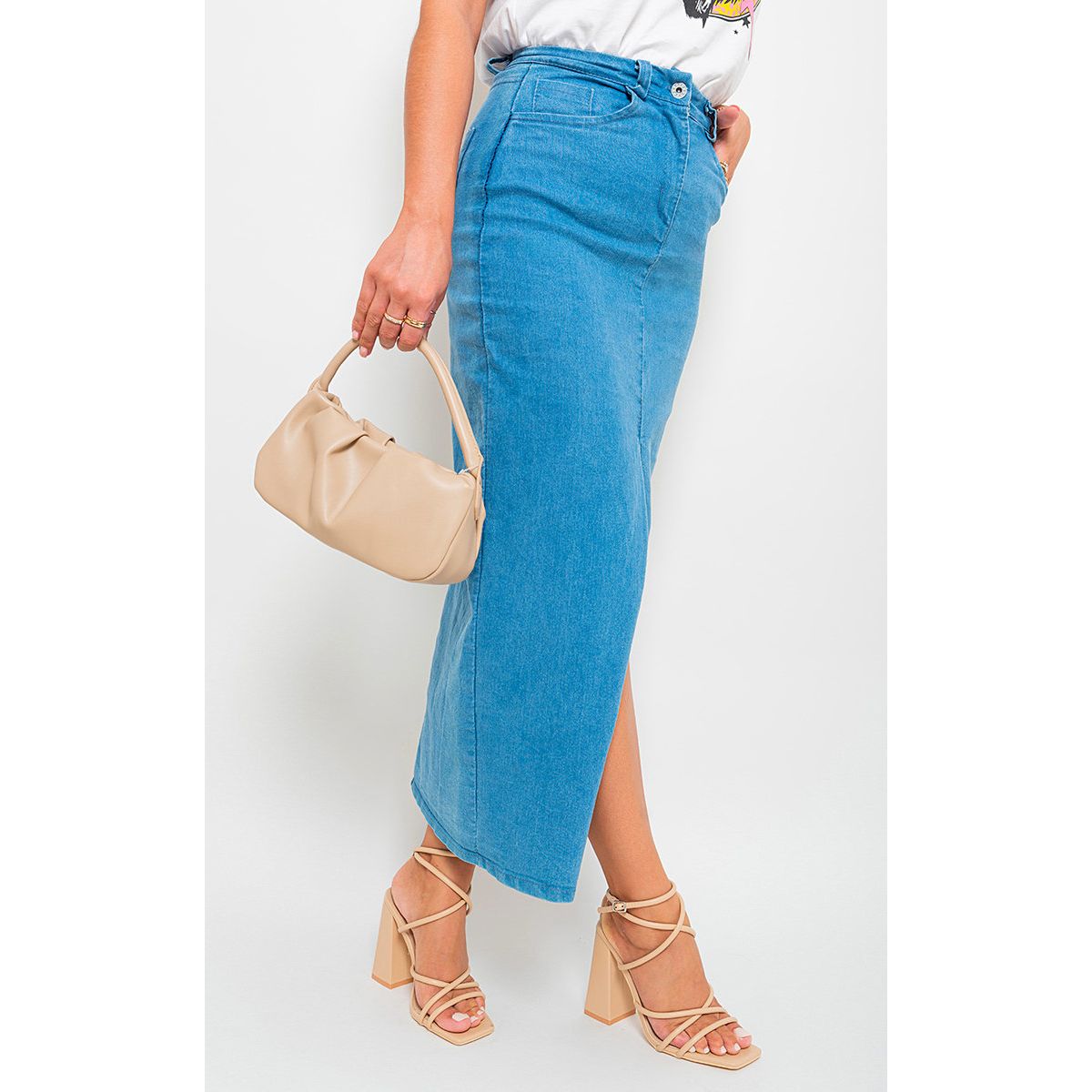 High waisted sales denim skirt