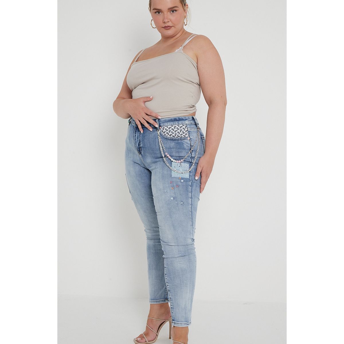 Plus size bling jeans wholesale sale