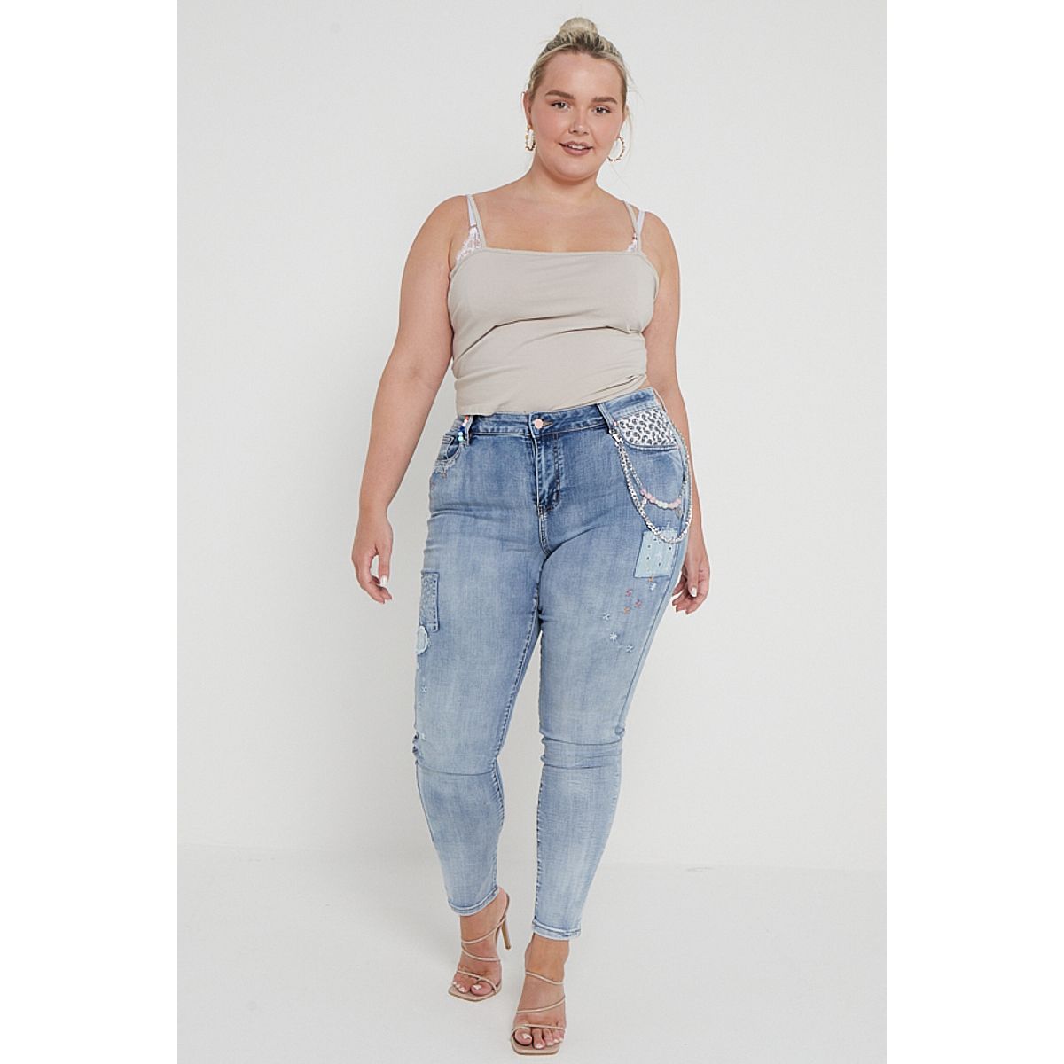 Plus size jeans clearance with embellished pockets