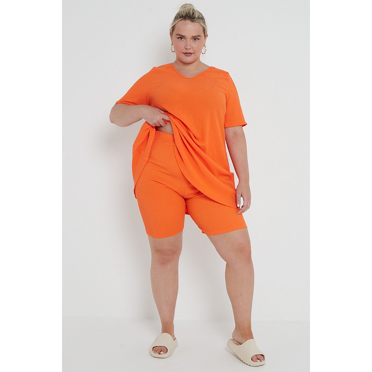 Plus size shop orange biker shorts