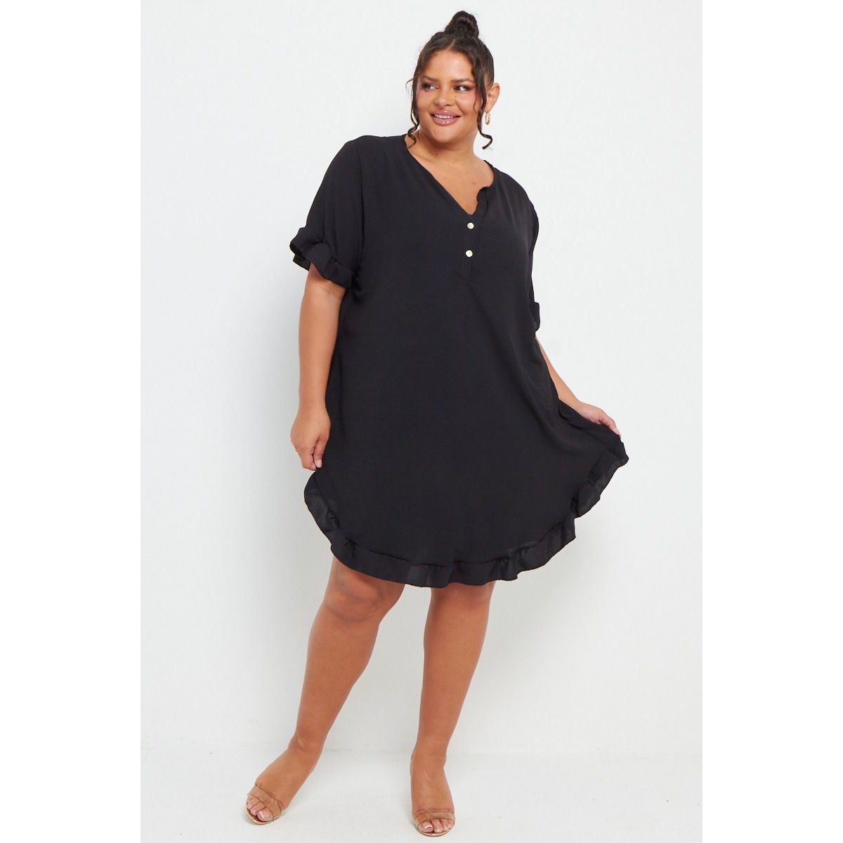 Short black top plus size dress