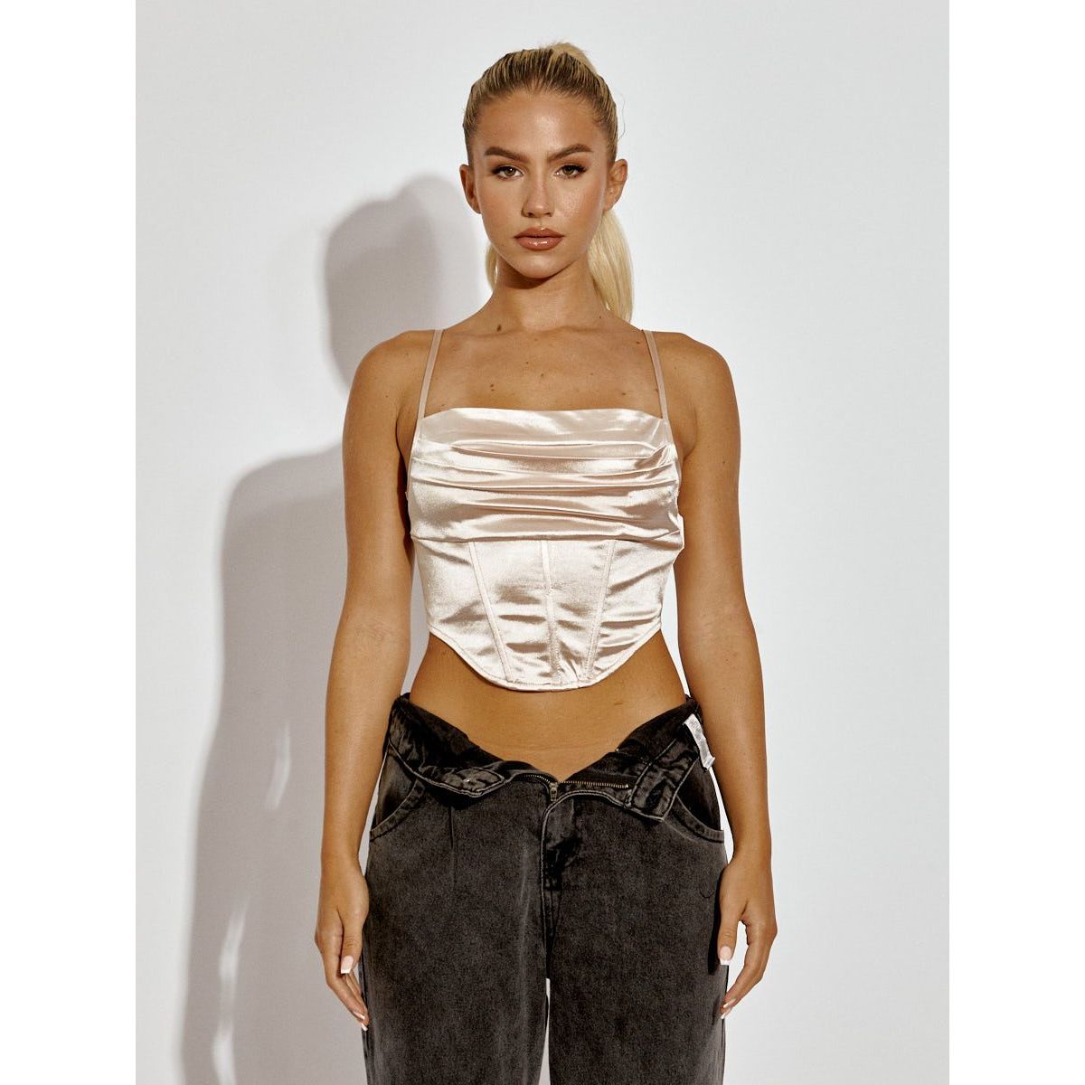 Corset Style Satin Cami Crop Top Go Wholesale