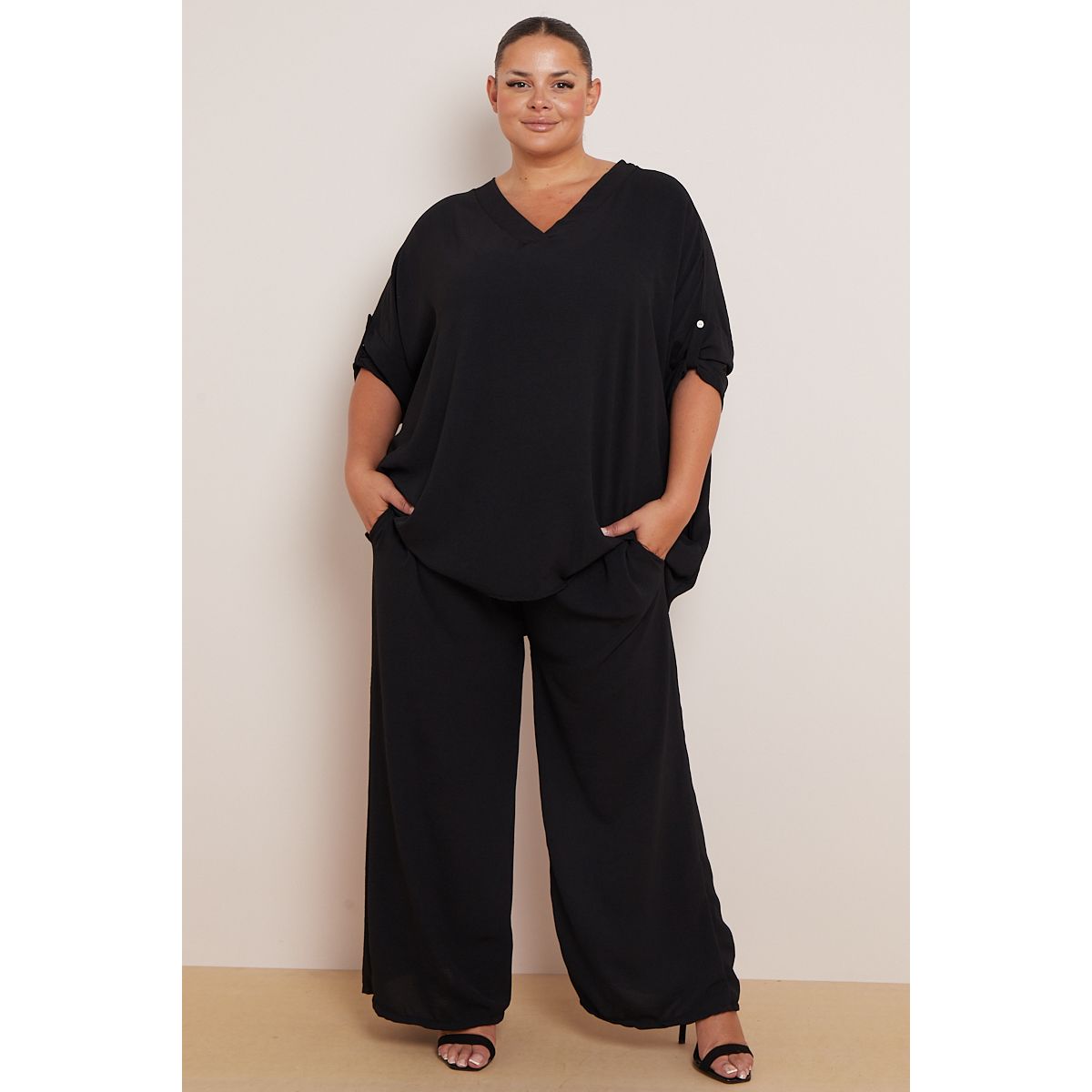 Plus size black trousers uk top