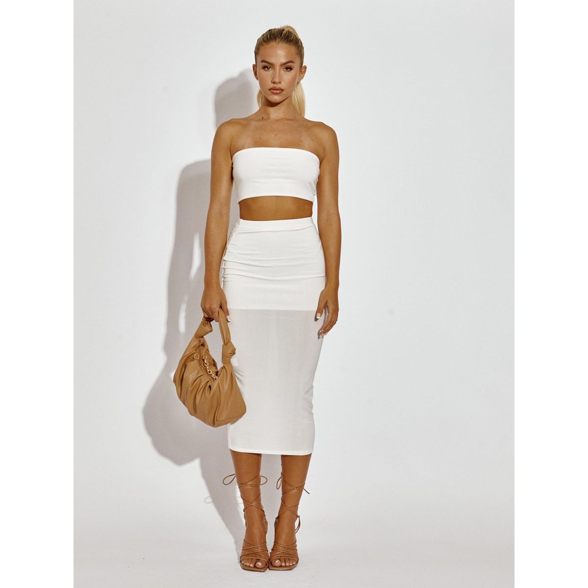 Bandeau and midi skirt set hot sale