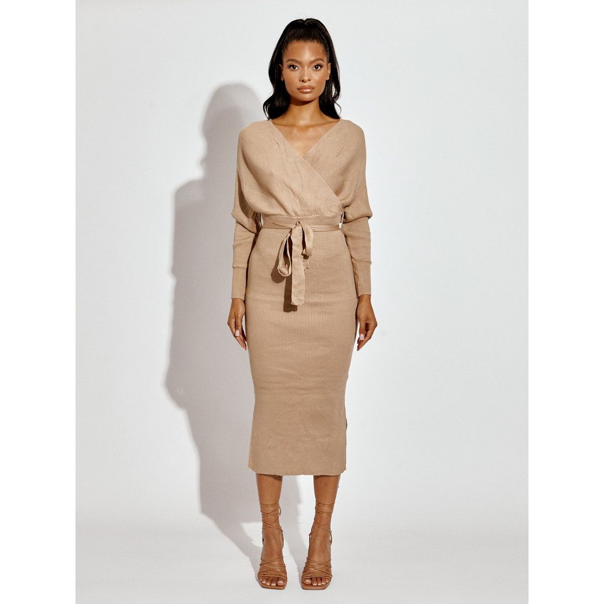 Knit ribbed midi dress top