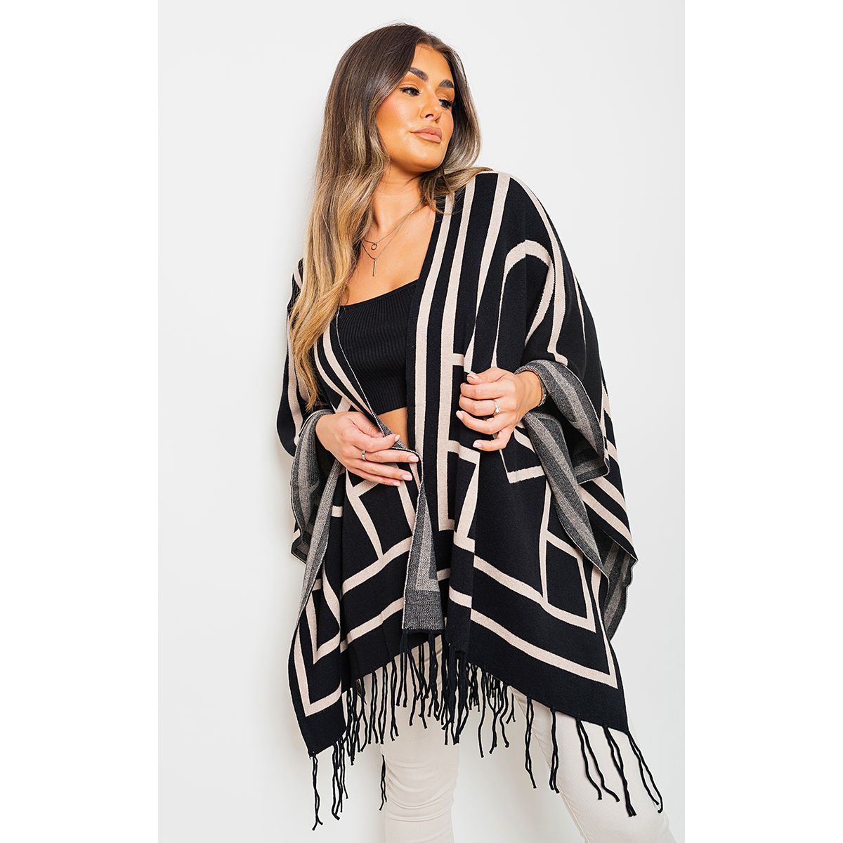 Printed open front cardigan online