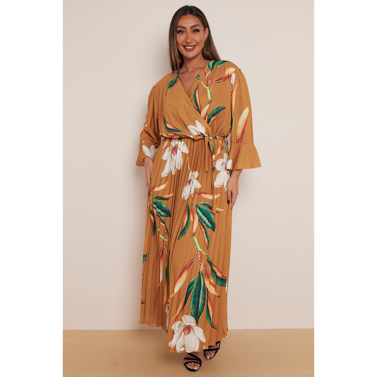Plus size pleated flared skirt clearance