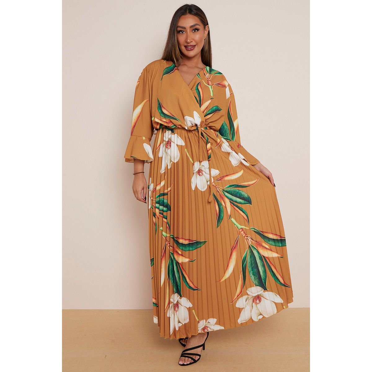 Plus size pleated wrap skirt outlet