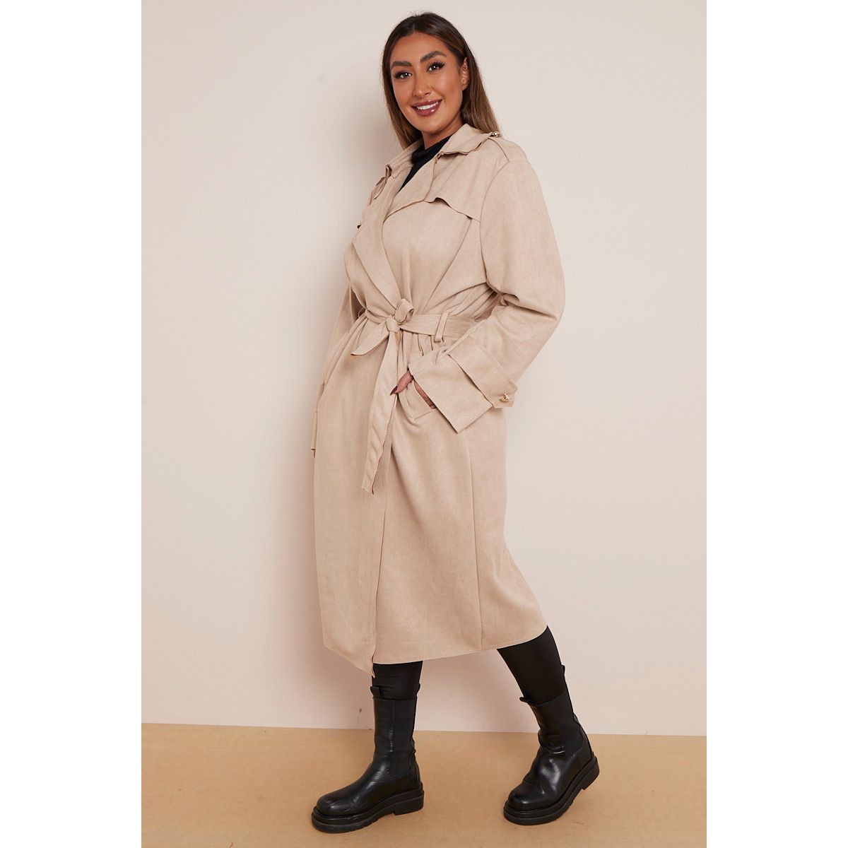 Plus size beige coat top
