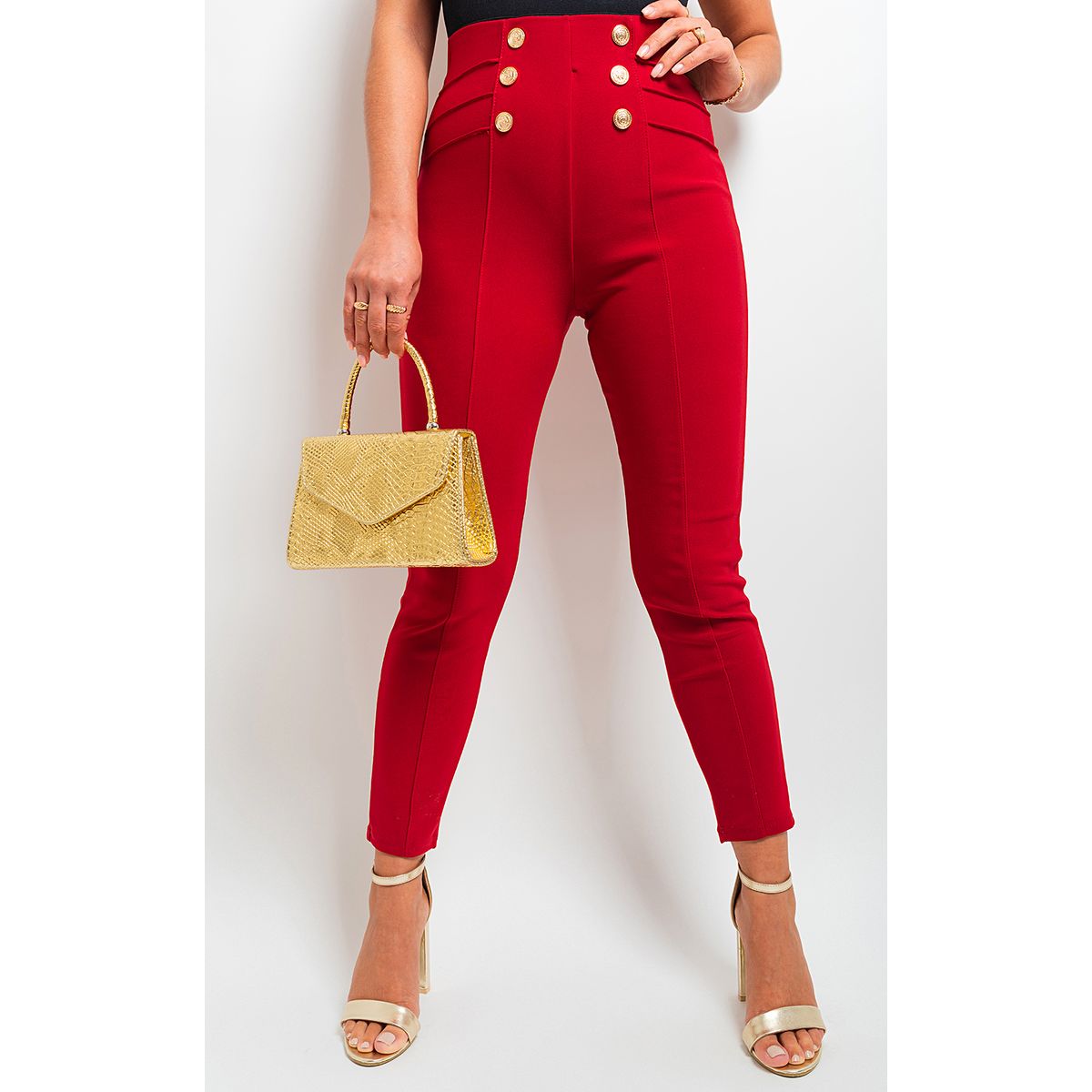 High waisted button leggings on sale