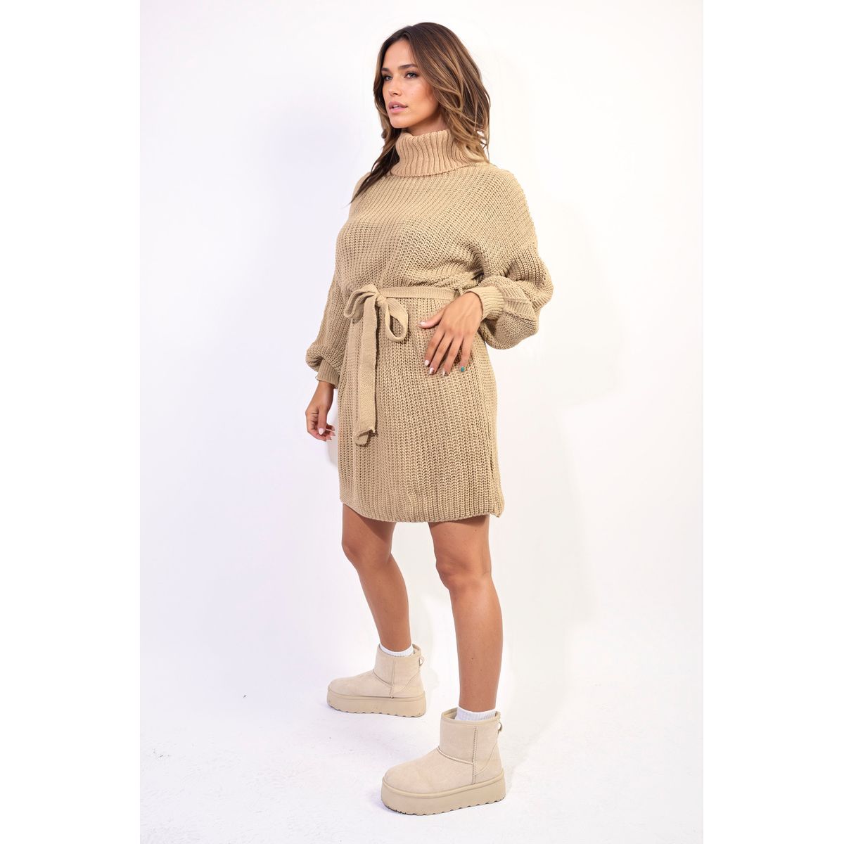 Mini dress with store belt