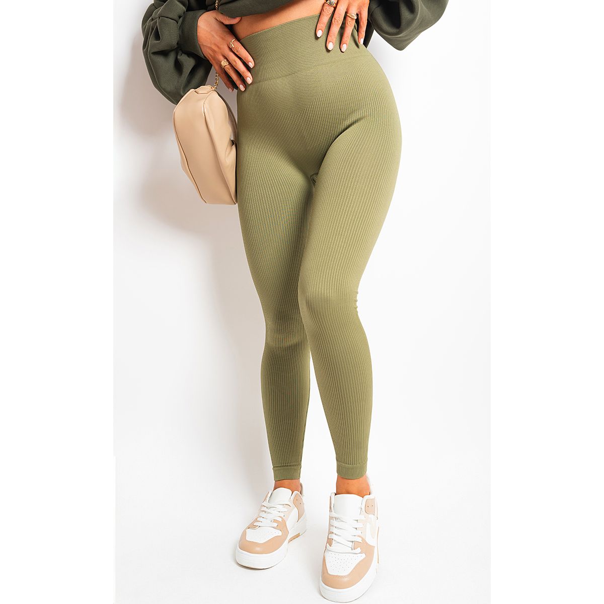 High Waisted Rib Curvy Leggings Go Wholesale