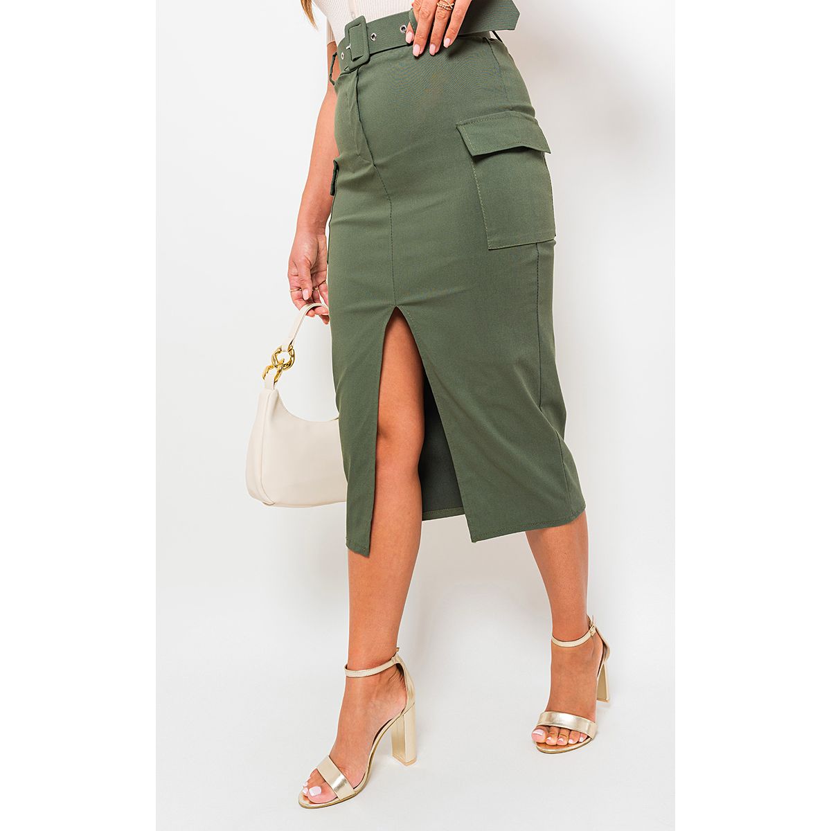 Midi skirt with pockets shop
