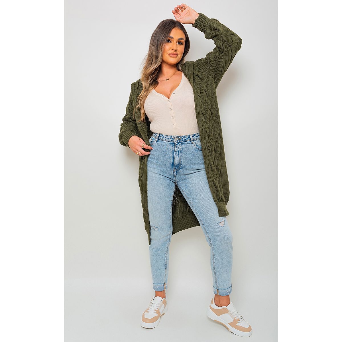 Longline cardigan hot sale with hood