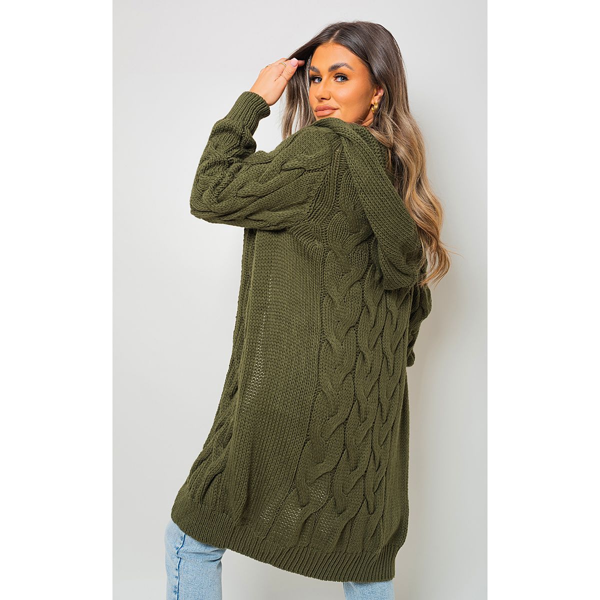 Cable knit hooded cardigan hotsell